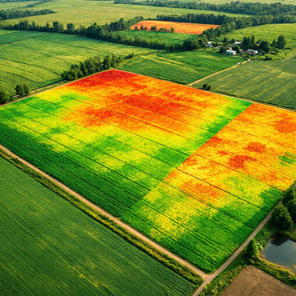 NDVI satellite heat map of a cropping paddock